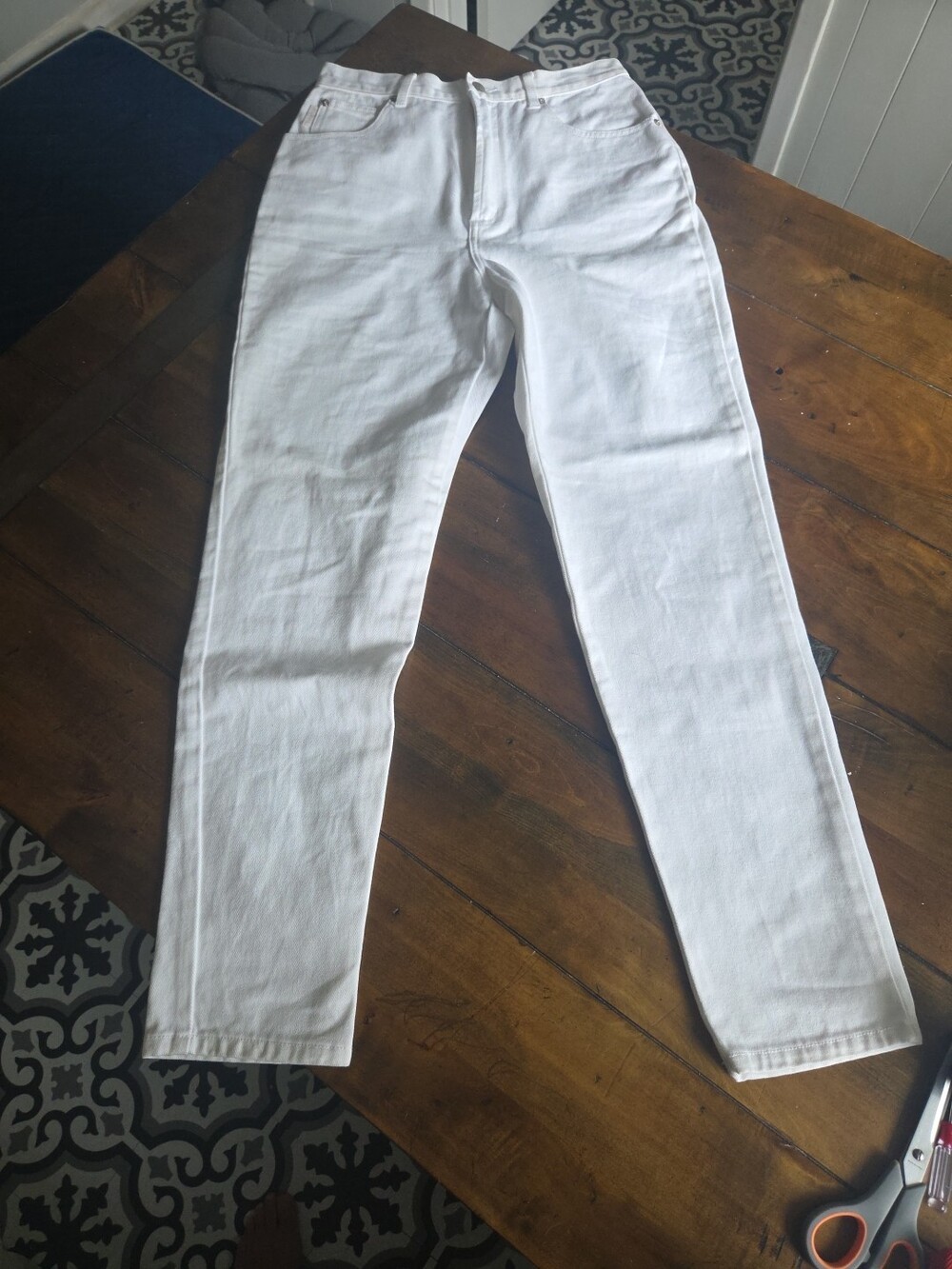 Vintage 90s Bongo Jeans by Gene Montesano White Denim High Waisted Size 13L Y2K